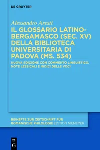 Il glossario latino-bergamasco della Biblioteca Universitaria di Padova_cover