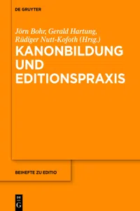 Kanonbildung und Editionspraxis_cover