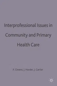 Interprofessional issues in community and primary health care_cover