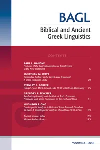 Biblical and Ancient Greek Linguistics, Volume 2_cover