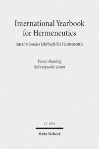 International Yearbook for Hermeneutics / Internationales Jahrbuch für Hermeneutik. Focus: Reading / Schwerpunkt: Lesen_cover