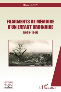 Fragments de mémoire d'un enfant ordinaire_cover