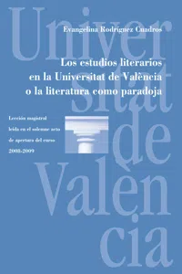 Los estudios literarios en la Universitat de València o la literatura como paradoja_cover