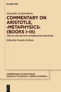 Commentary on Aristotle, ›Metaphysics_cover