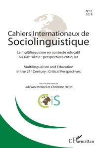 Cahiers internationaux de Sociolinguistinque n°16_cover