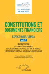 Constitutions et documents financiers Vol 1 Espace UMOA/UEMOA_cover