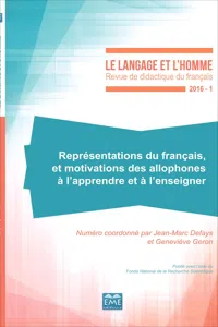 Représentations du français et motivations des allophones à l'apprendre et à l'enseigner_cover