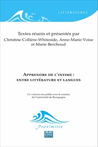 Apprendre de l'intime : entre littérature et langues_cover