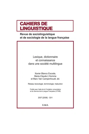 Lexique, dictionnaire et connaissance dans une société multilingue