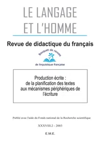 Production écrite : de la planification des textes aux mécanismes périphériques de l'écriture_cover