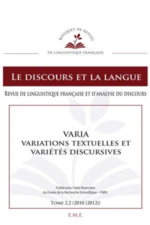 Varia, Variations textuelles et variétés discursives