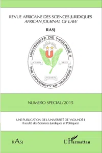 Revue africaine des sciences juridiques numéro spécial / 2015_cover