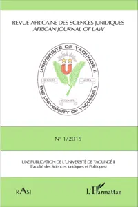 Revue africaine des sciences juridiques n° 1/2015_cover