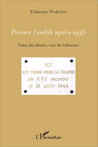 Penser l'oubli après 1945_cover