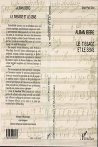 ALBAN BERG LE TISSAGE ET LE SENS_cover