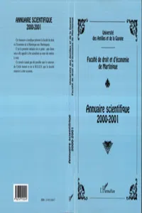 ANNUAIRE SCIENTIFIQUE 2000-2001 DE LA FACULTÉ DE DROIT ET D'ÉCONOMIE DE MARTINIQUE_cover