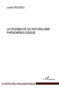 La possibilité du naturalisme phénoménologique_cover