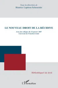 Le nouveau droit de la récidive_cover