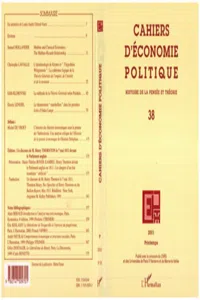 CAHIERS D'ÉCONOMIE POLITIQUE N° 38_cover