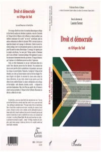 DROIT ET DÉMOCRATIE EN AFRIQUE DU SUD_cover