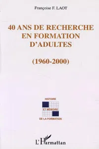 40 ANS DE RECHERCHE EN FORMATION D'ADULTES_cover