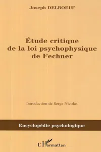 Etude critique de la loi psychophysique de Fechner_cover