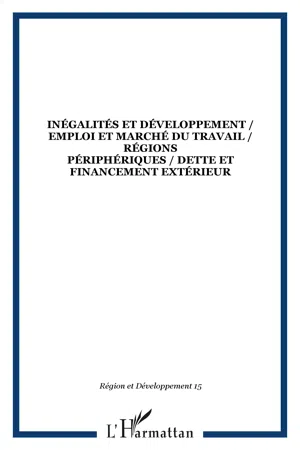 INÉGALITÉS ET DÉVELOPPEMENT / EMPLOI ET MARCHÉ DU TRAVAIL / RÉGIONS PÉRIPHÉRIQUES / DETTE ET FINANCEMENT EXTÉRIEUR