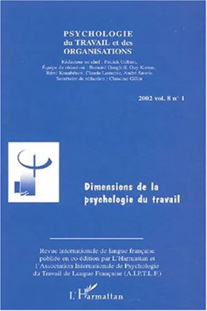 DIMENSIONS DE LA PSYCHOLOGIE DU TRAVAIL