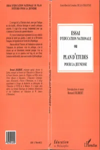 Essai d'éducation nationale ou plan d'études pour la jeunesse_cover