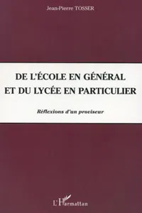 DE L'ÉCOLE EN GÉNÉRAL ET DU LYCÉE EN PARTICULIER_cover