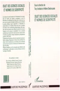 Objet des Sciences Sociales et Normes de Scientificité_cover