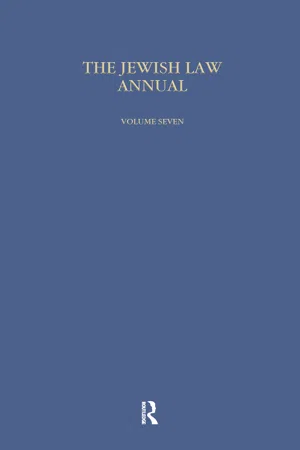 Jewish Law Annual (Vol 7)