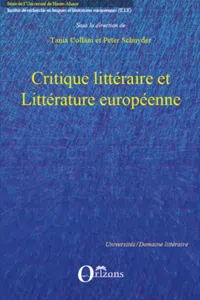 Critique littéraire et Littérature européenne_cover