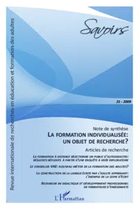 La formation individualisée: un objet de recherche ?_cover