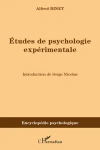 Etudes de psychologie expérimentale_cover