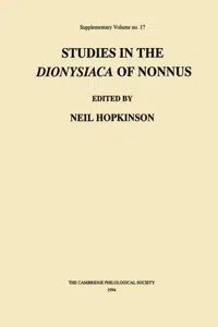 Studies in the Dionysiaca of Nonnus_cover