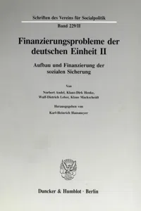 Finanzierungsprobleme der deutschen Einheit II._cover