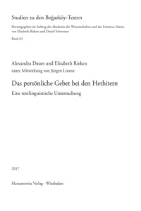 Das persönliche Gebet bei den Hethitern_cover