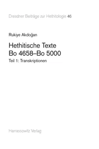 Hethitische Texte. Bo 4658-Bo 5000_cover