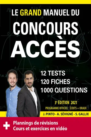 Le Grand Manuel du concours ACCES (écrits + oraux) Edition 2021 - 120 fiches, 120 vidéos de cours, 12 tests, 1000 questions + corrigés en vidéo