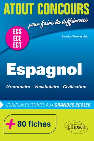 Espagnol. Grammaire  Vocabulaire  Civilisation. Prépas ECS/ECE. 80 fiches. Concours d'entrée aux Grandes École