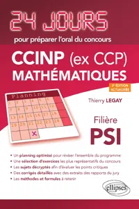 Mathématiques 24 jours pour préparer l'oral du concours CCIN - Filière PSI - 2e édition actualisée_cover