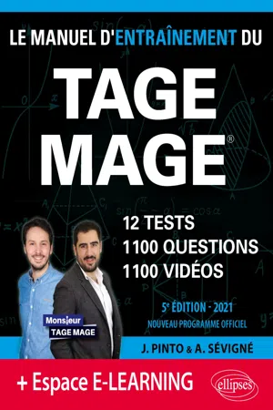 Le Manuel d'Entraînement du TAGE MAGE – 12 tests blancs + 1100 questions + 1100 vidéos – Édition 2021