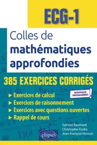 Colles de Mathématiques approfondies - ECG-1 - Nouveaux programmes_cover