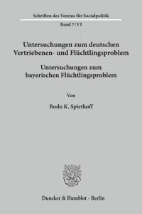 Untersuchungen zum deutschen Vertriebenen- und Flüchtlingsproblem._cover