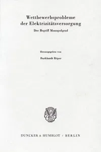 Wettbewerbsprobleme der Elektrizitätsversorgung._cover