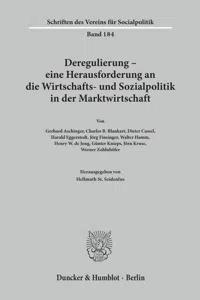 Deregulierung - eine Herausforderung an die Wirtschafts- und Sozialpolitik in der Marktwirtschaft._cover