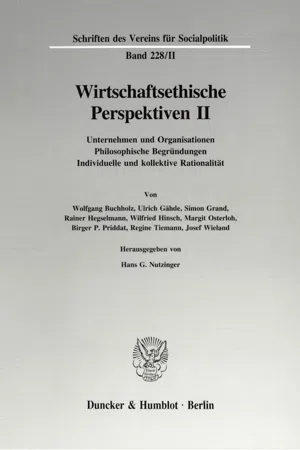 Wirtschaftsethische Perspektiven II.