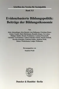 Evidenzbasierte Bildungspolitik: Beiträge der Bildungsökonomie._cover