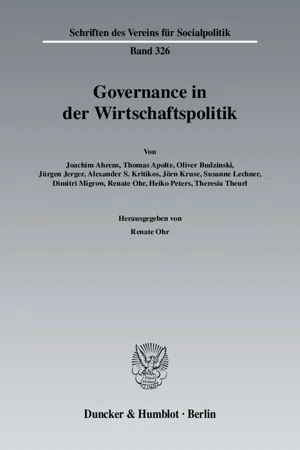 Governance in der Wirtschaftspolitik.